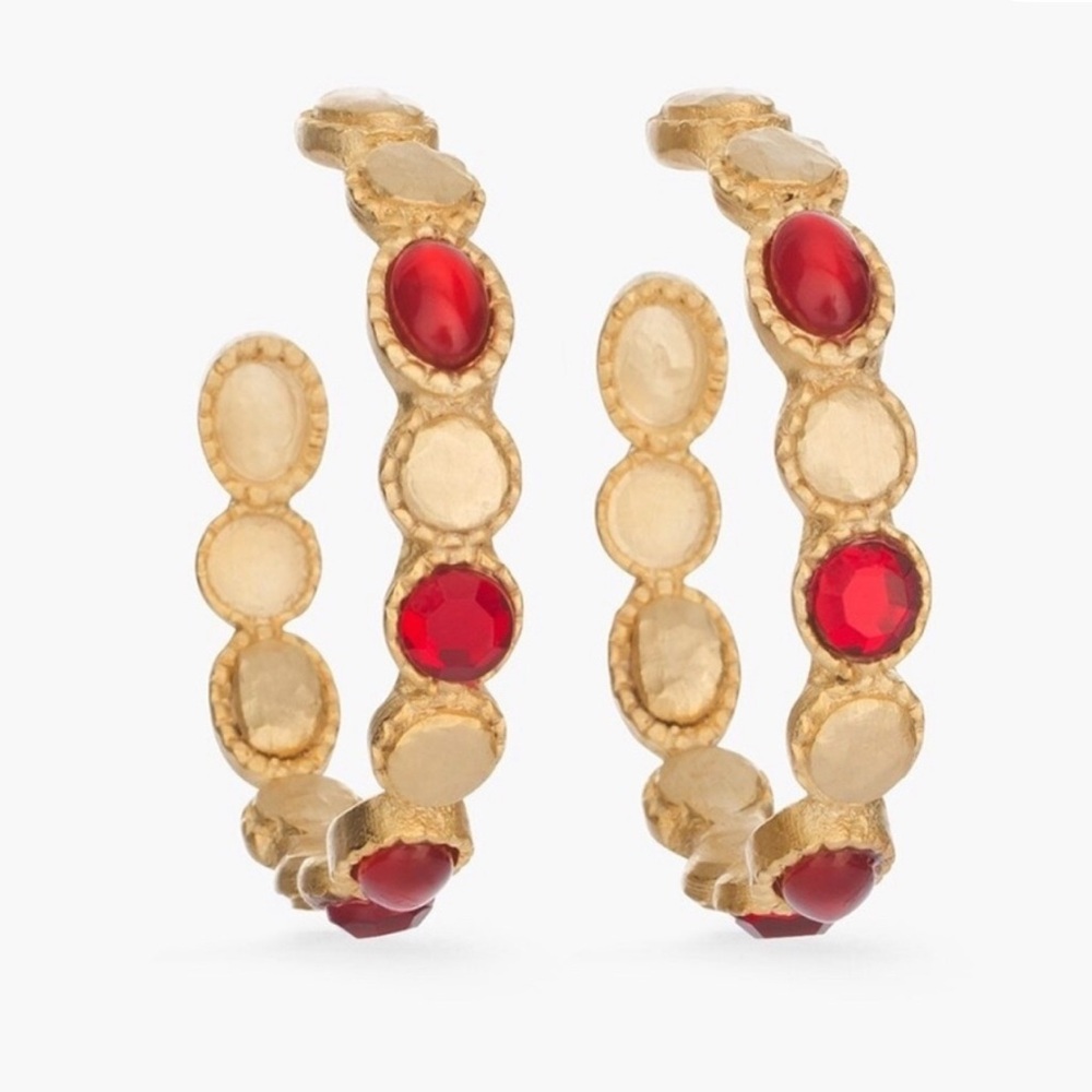 NWT Chico's Gold and Red Statement Hoop Earrings